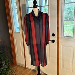 Vintage Algo Semi-Sheer Striped Shirt Dress